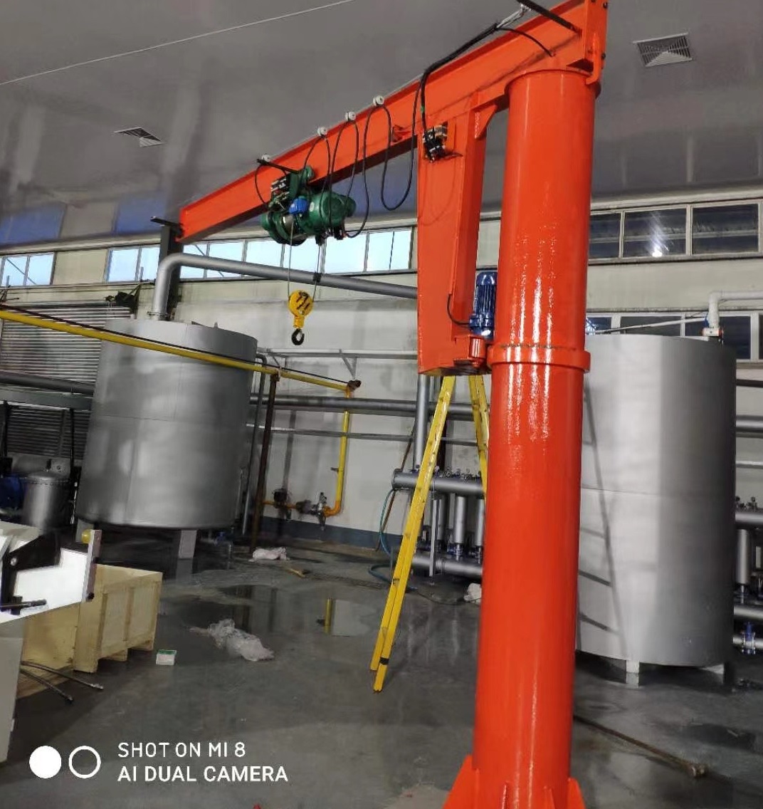 fixed column 360 degree motorized rotating slewing swivel electric jib crane